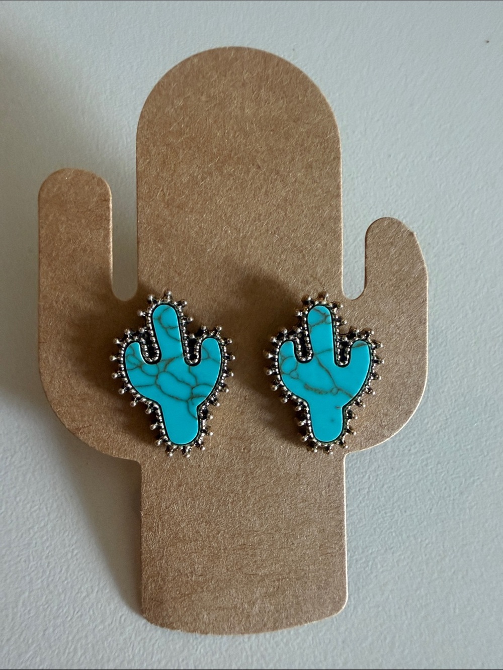 Turquoise Cactus Stud Earrings for Kids